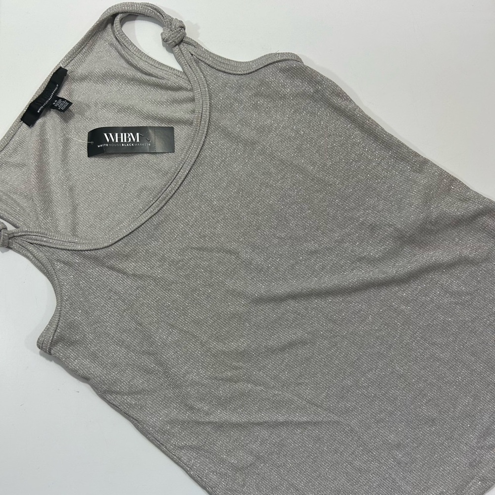 White House Black Market Shimmering Gray Knit Tank Top XS NWT